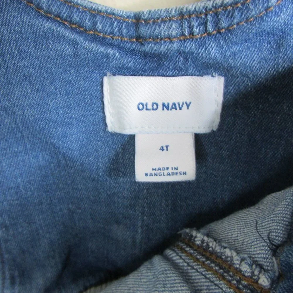Old Navy Overall Dress Girls 4T Blue Denim Raw Hem